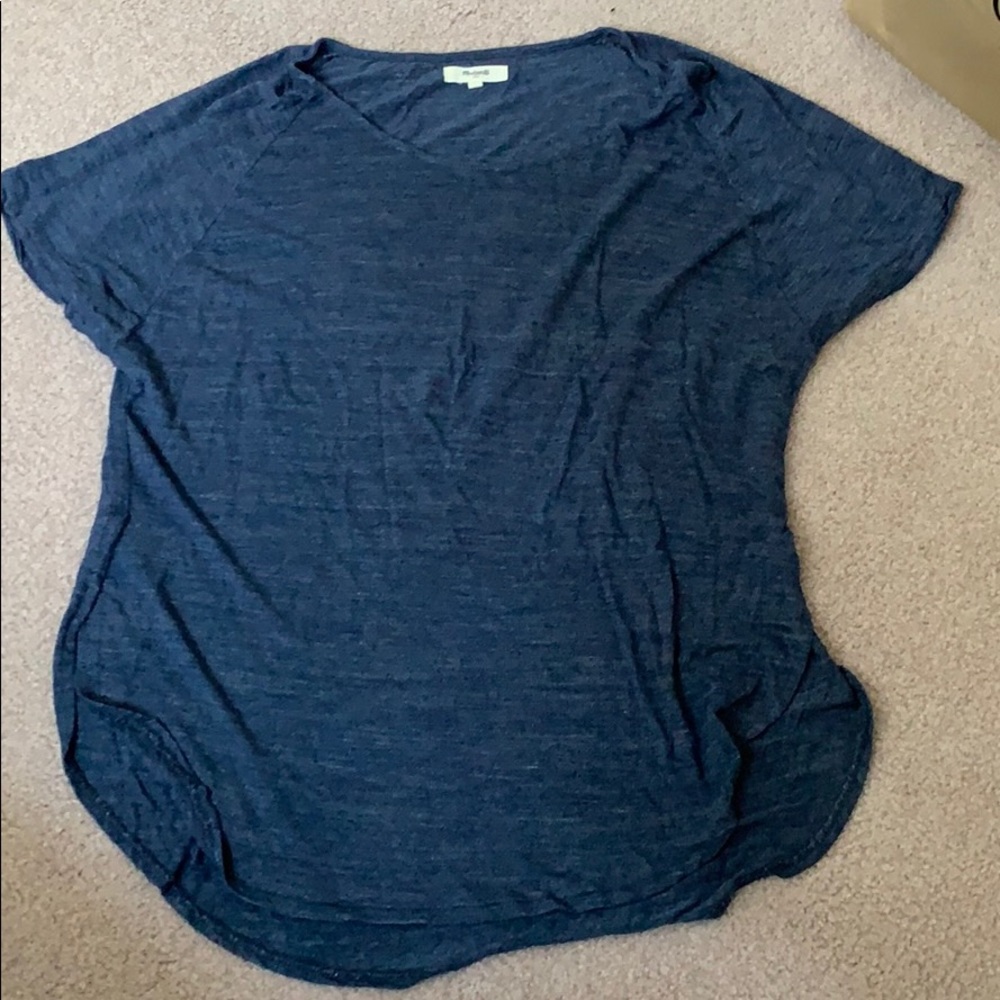 Blue high slit shirt